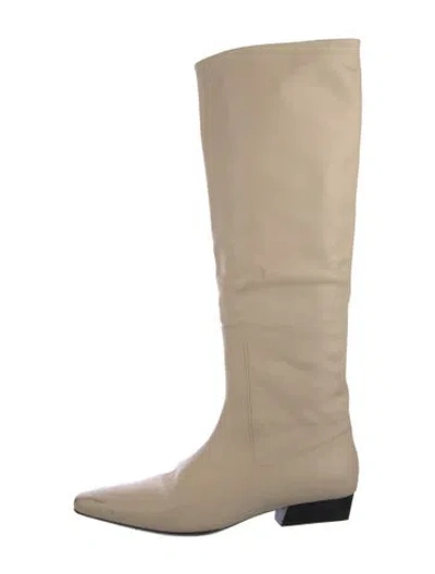 Pre-owned Staud Leather Riding Boots In Neutral
