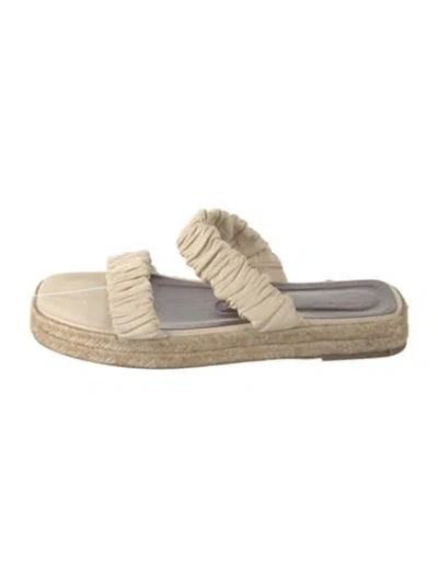 Pre-owned Staud Leather Ruffle Embellishment Sandals In Neutrals