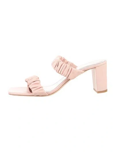 Pre-owned Staud Leather Ruffle Embellishment Sandals In Pink