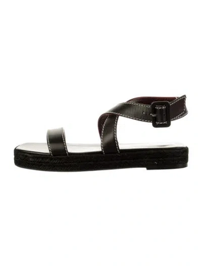 Pre-owned Staud Leather Sandals In Black