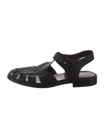 Pre-owned Staud Leather Sandals In Black