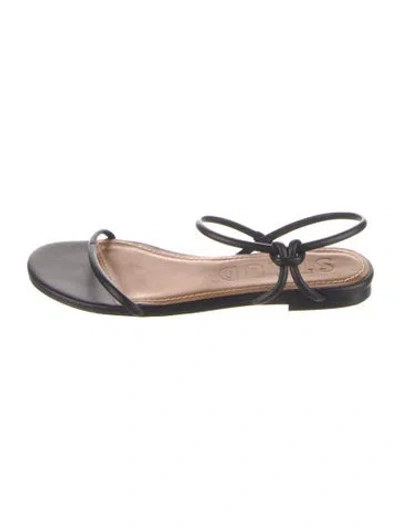 Pre-owned Staud Leather Sandals In Black