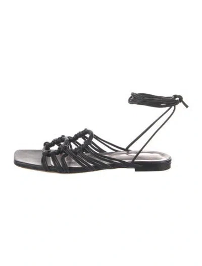 Pre-owned Staud Leather Sandals In Black