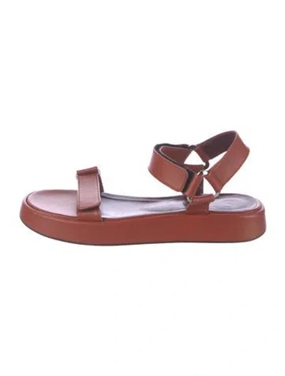 Pre-owned Staud Leather Sandals In Brown
