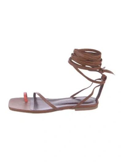 Pre-owned Staud Leather Sandals In Brown