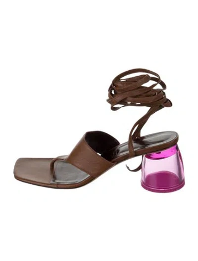 Pre-owned Staud Leather Sandals In Brown