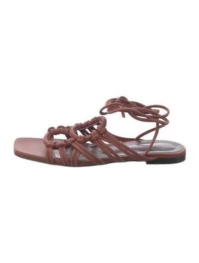 Pre-owned Staud Leather Sandals In Brown