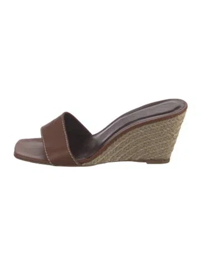 Pre-owned Staud Leather Sandals In Brown/neutrals