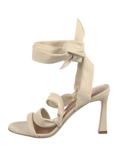Pre-owned Staud Leather Sandals In Neutral