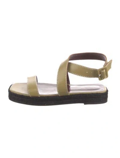 Pre-owned Staud Leather Sandals In Neutrals