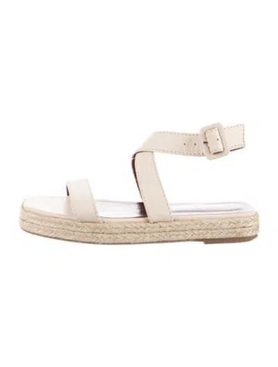 Pre-owned Staud Leather Sandals In Neutrals