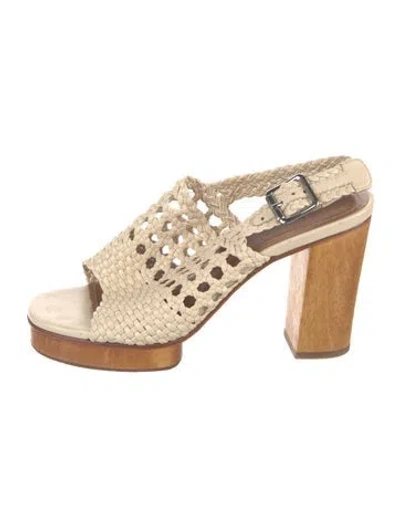 Pre-owned Staud Leather Sandals In Neutrals