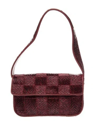 Pre-owned Staud Leather Shoulder Bag In Burgundy