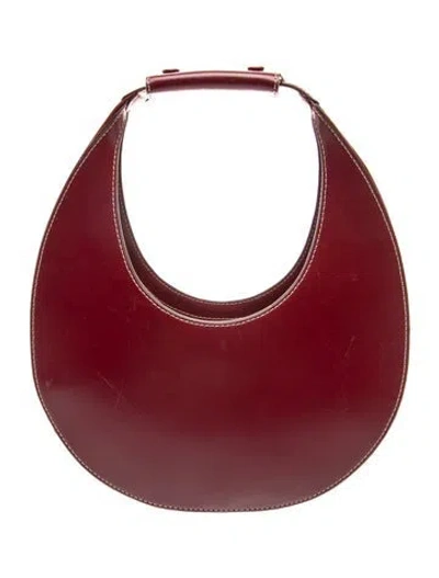 Pre-owned Staud Leather Shoulder Bag In Burgundy