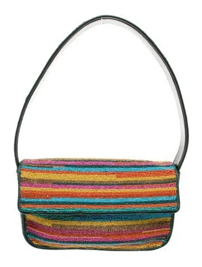 Pre-owned Staud Leather Shoulder Bag In Green