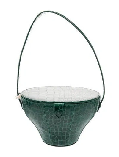 Pre-owned Staud Leather Shoulder Bag In Green