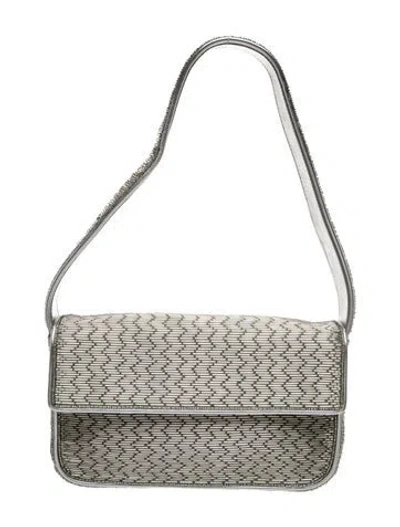 Pre-owned Staud Leather Shoulder Bag In Metallic/silver