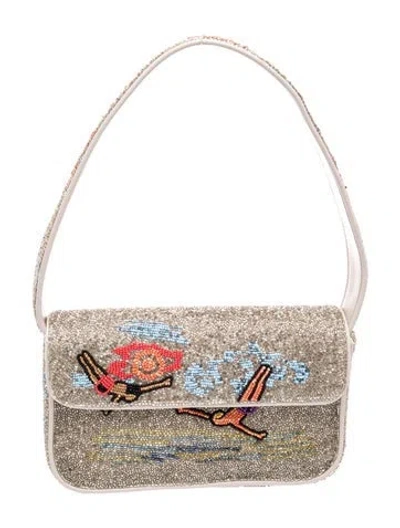 Pre-owned Staud Leather Shoulder Bag In Neutral