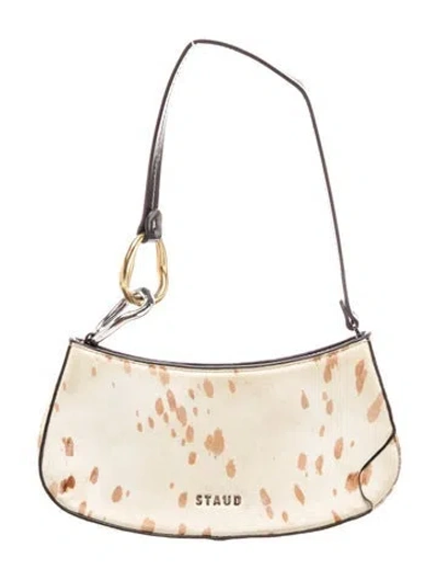 Pre-owned Staud Leather Shoulder Bag In Neutral