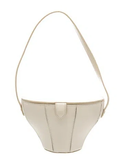 Pre-owned Staud Leather Shoulder Bag In Neutrals