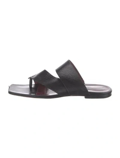 Pre-owned Staud Leather Slides In Black