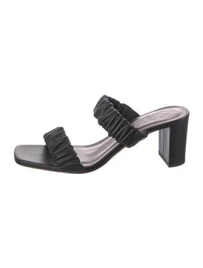 Pre-owned Staud Leather Slides In Black