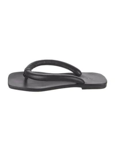 Pre-owned Staud Leather Slides In Black
