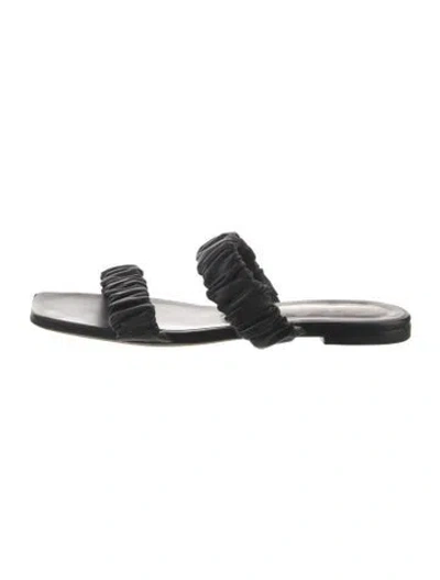 Pre-owned Staud Leather Slides In Black