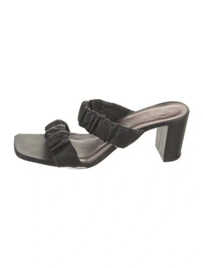 Pre-owned Staud Leather Slides In Black
