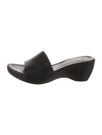 Pre-owned Staud Leather Slides In Black