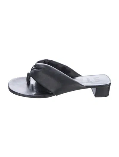 Pre-owned Staud Leather Slides In Black