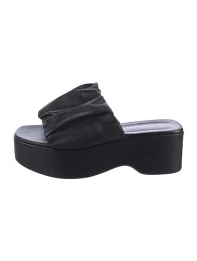 Pre-owned Staud Leather Slides In Black