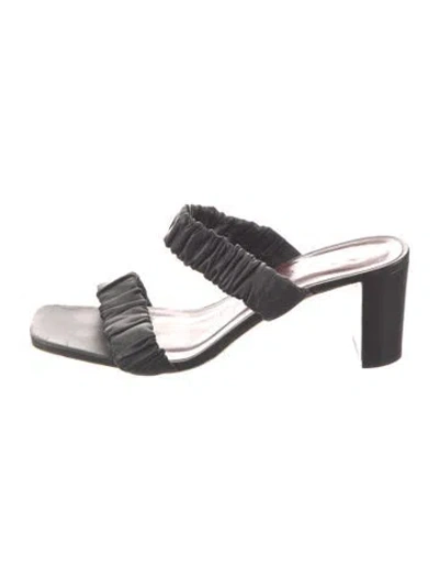 Pre-owned Staud Leather Slides In Black