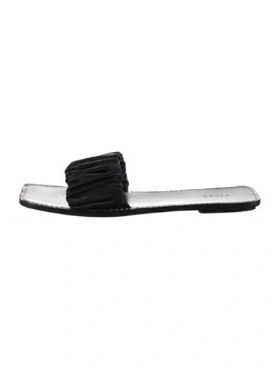 Pre-owned Staud Leather Slides In Black