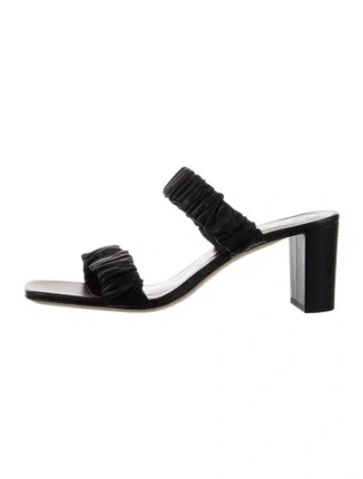 Pre-owned Staud Leather Slides In Black