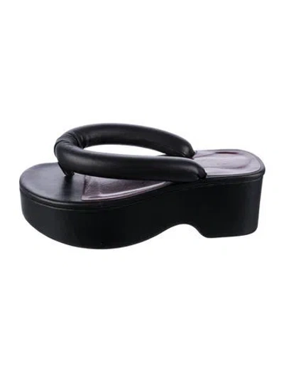 Pre-owned Staud Leather Slides In Black