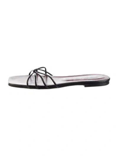 Pre-owned Staud Leather Slides In Black