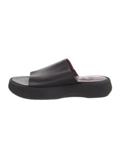 Pre-owned Staud Leather Slides In Black