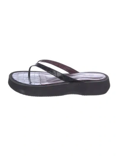 Pre-owned Staud Leather Slides In Black