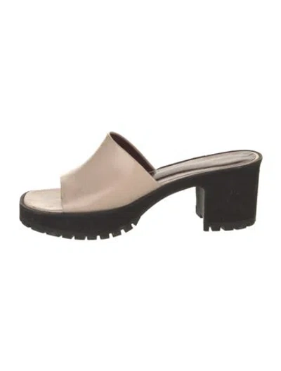Pre-owned Staud Leather Slides In Black