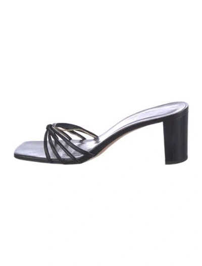 Pre-owned Staud Leather Slides In Black