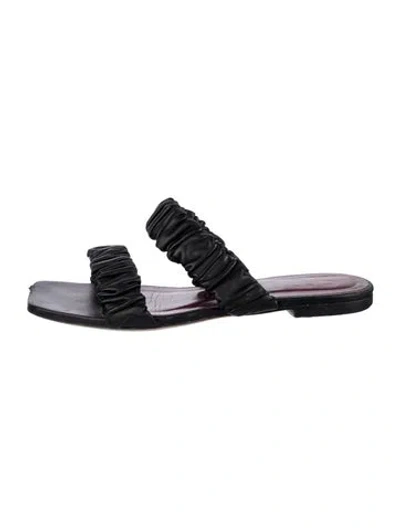 Pre-owned Staud Leather Slides In Black