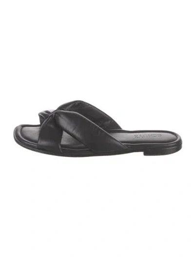 Pre-owned Staud Leather Slides In Black
