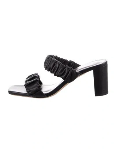 Pre-owned Staud Leather Slides In Black
