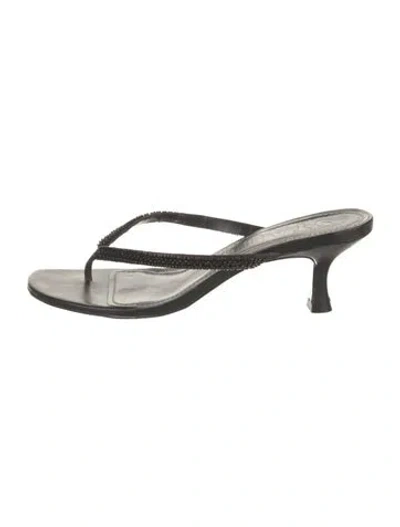 Pre-owned Staud Leather Slides In Black