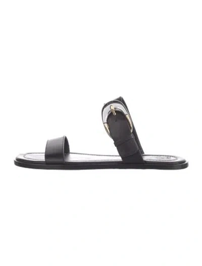 Pre-owned Staud Leather Slides In Black