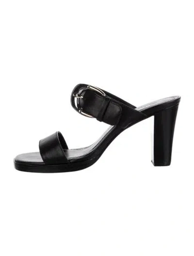 Pre-owned Staud Leather Slides In Black