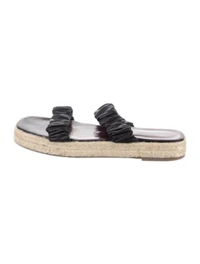 Pre-owned Staud Leather Slides In Black
