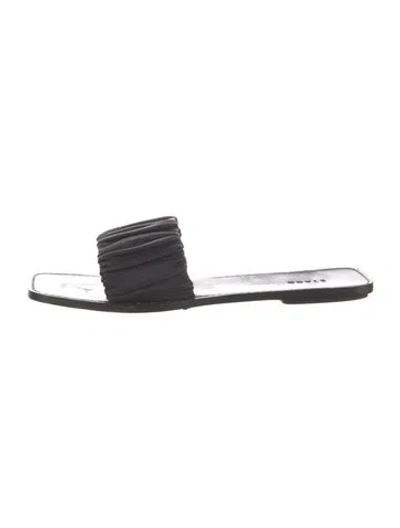 Pre-owned Staud Leather Slides In Black