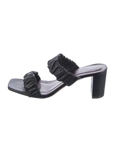 Pre-owned Staud Leather Slides In Black